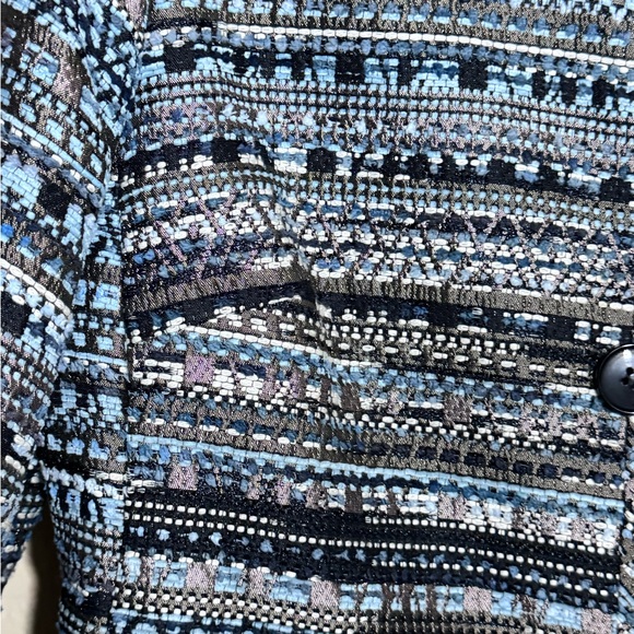 Lafayette 148 Petite New York Navy Blue Multi Tweed 3 Button Sz 8P Blazer Jacket - Picture 9 of 12